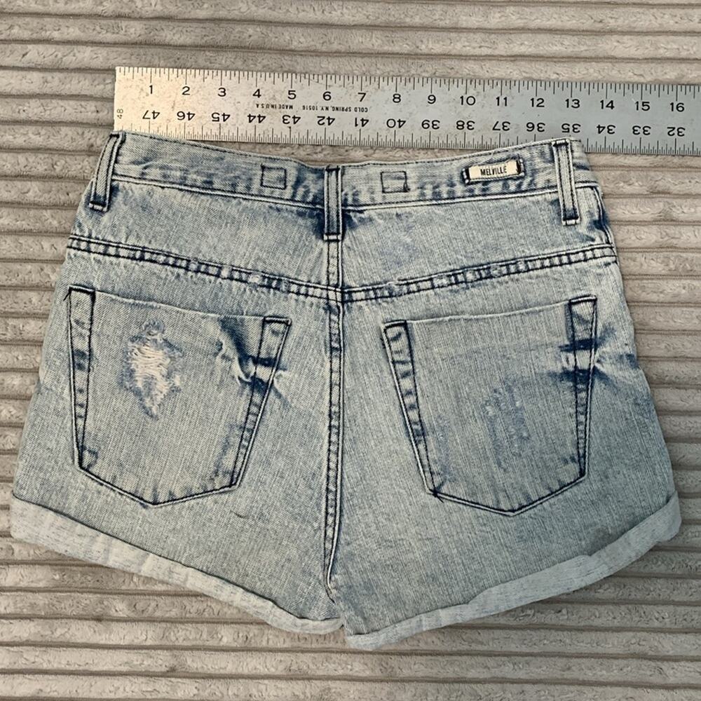 Melville Cut-Off Denim Shorts Jorts Jean Shorts Destroyed Women’s Small Italy - Picture 4 of 10